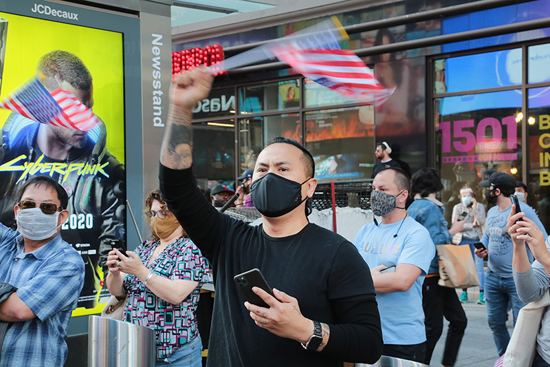 2020 Election Celebrations : New York City : Times Square : Richard Moore : Photographer : Photojournalist